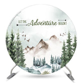 Lofaris Adventure Begin Forest Round Baby Shower Backdrop